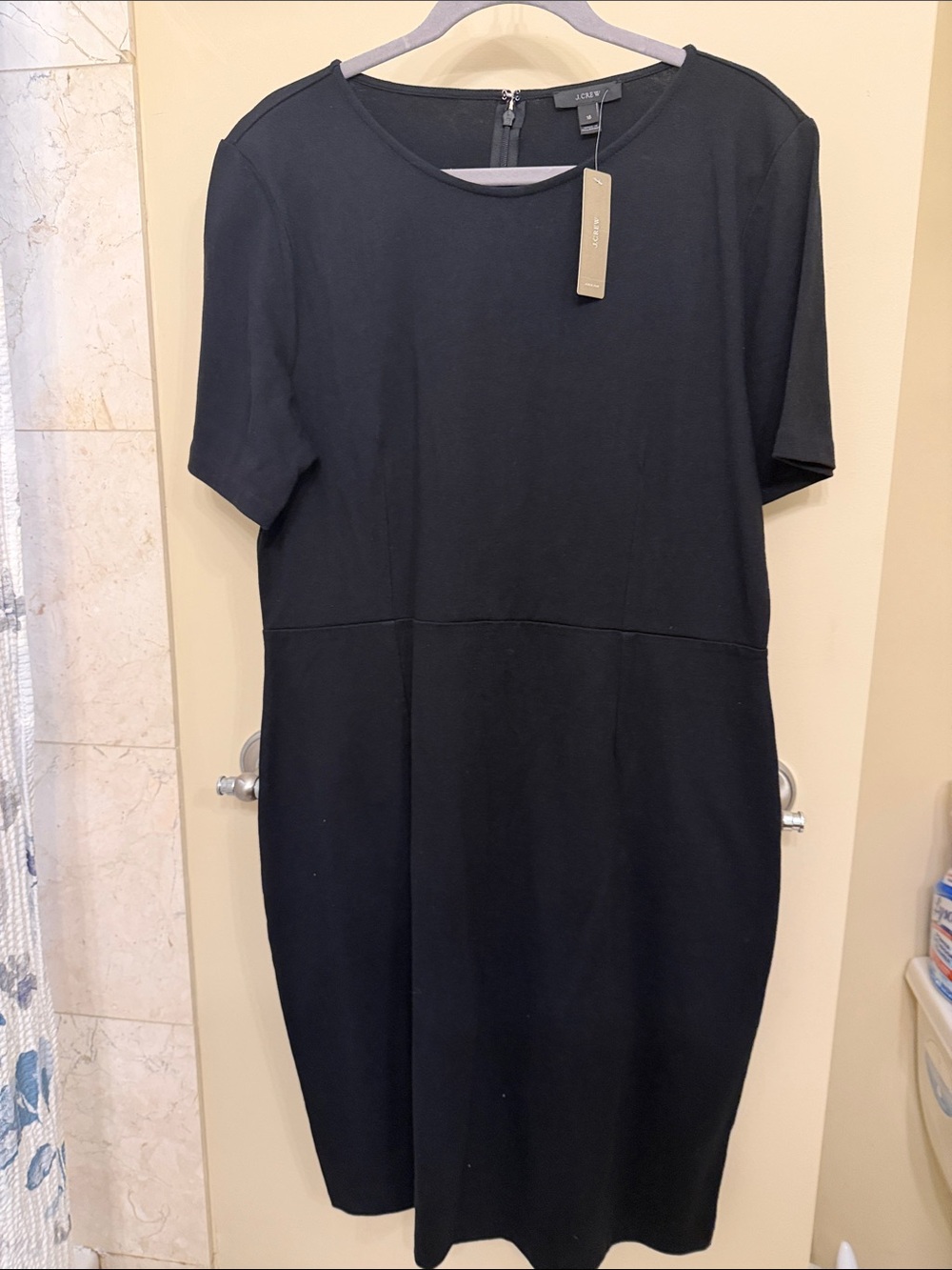 J. Crew Black Short-Sleeve Midi Dress - Minimalist Shift